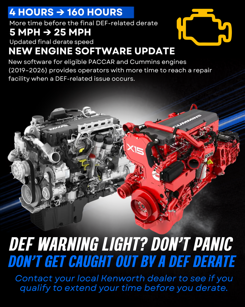 DEF Derate Updates: More Time on Eligible PACCAR and Cummins Engines